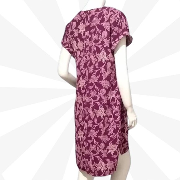 A.n.d Eawy Asymmetric V Neck Floral Knee Length Pullover Shift Knit Dress Size S - Picture 5 of 6